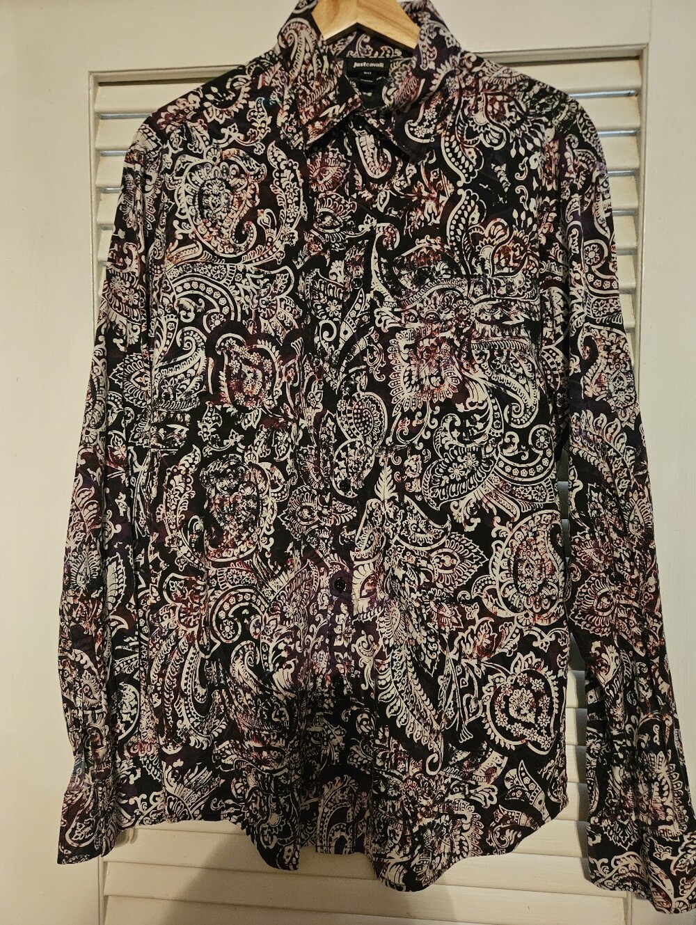 Just Cavalli Paisley Print Long-Sleeve Shirt - Black/Purple